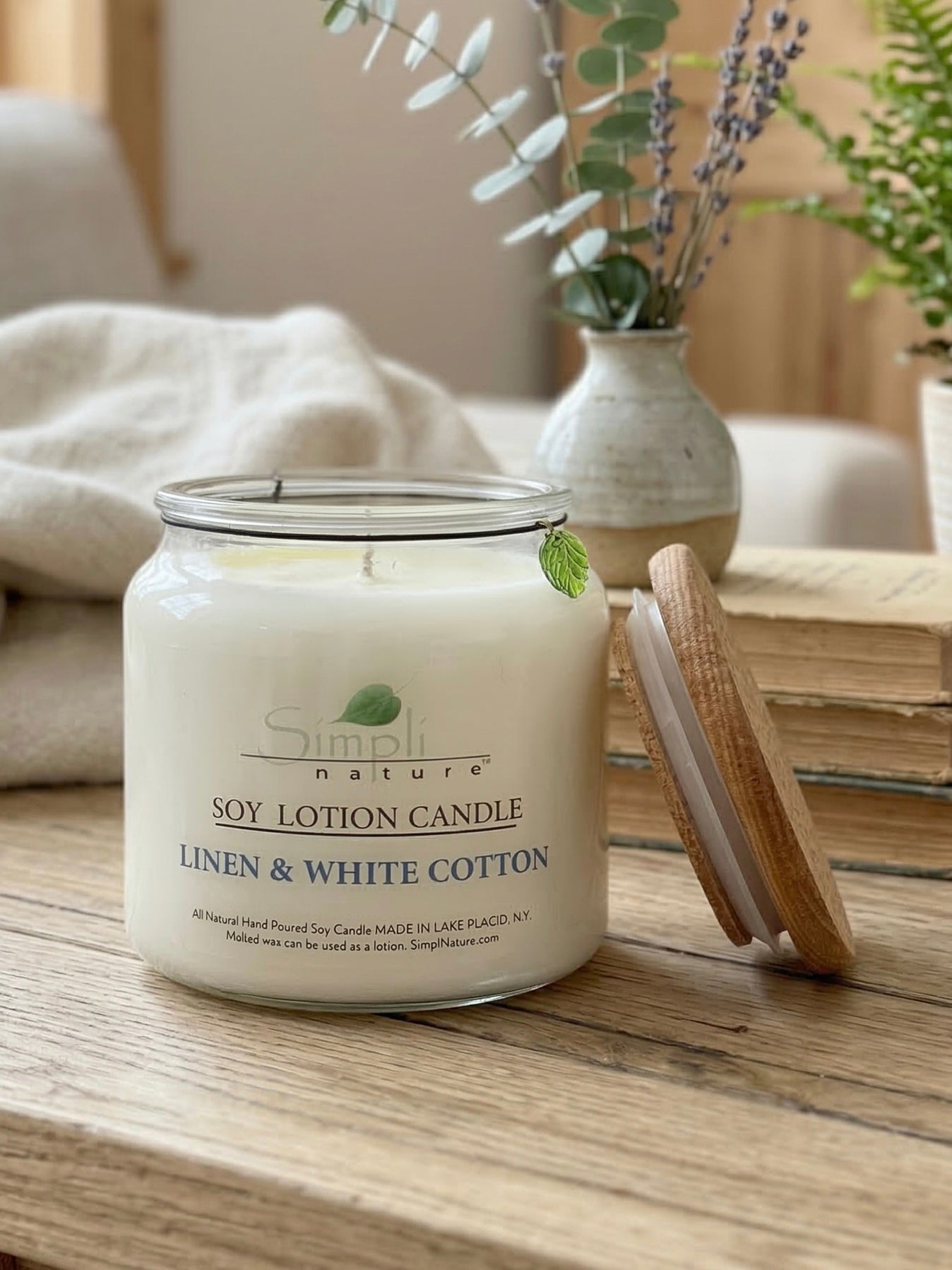 Linen & White Cotton Soy Lotion Candle