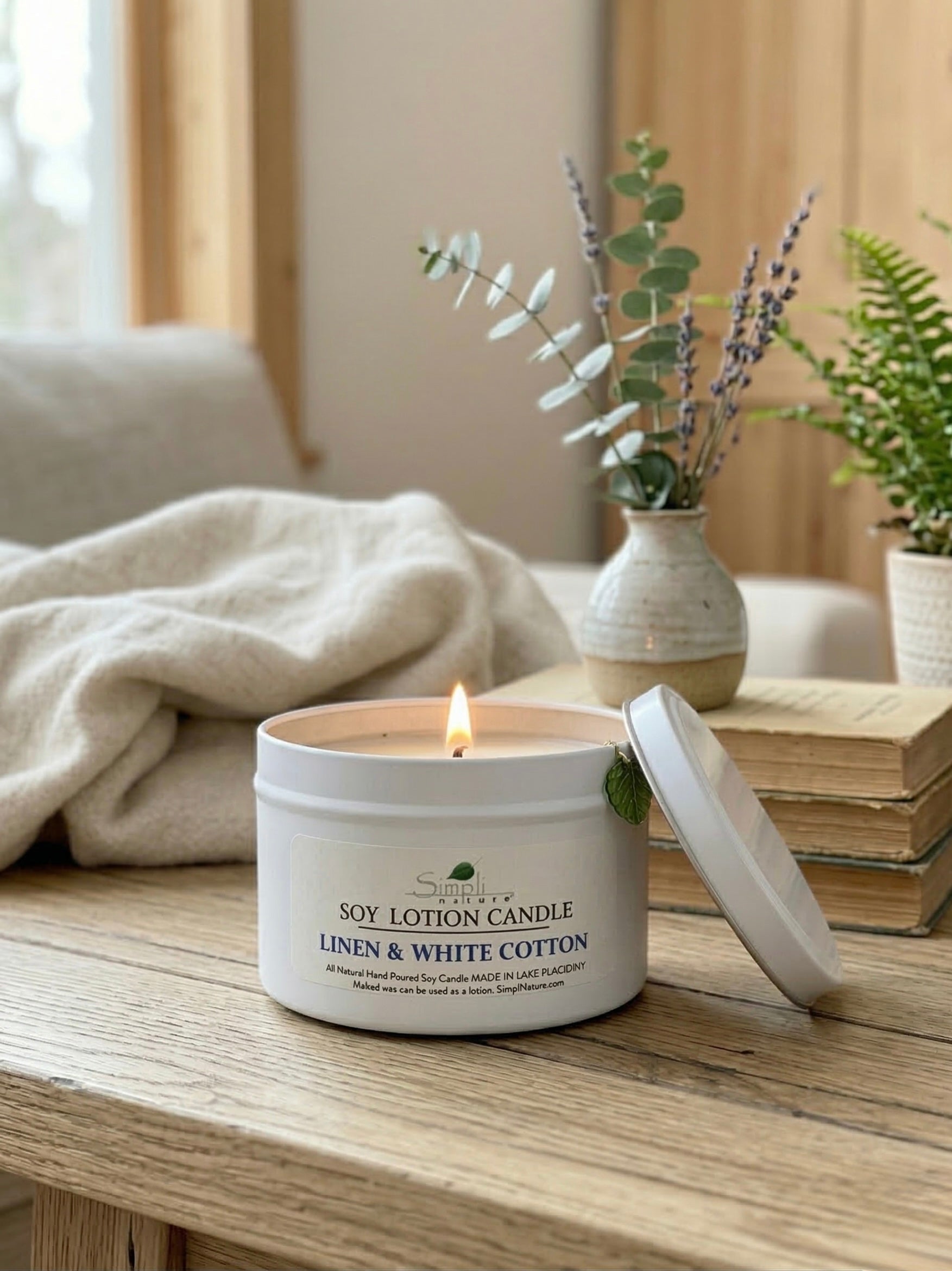 Linen & White Cotton Soy Lotion Candle
