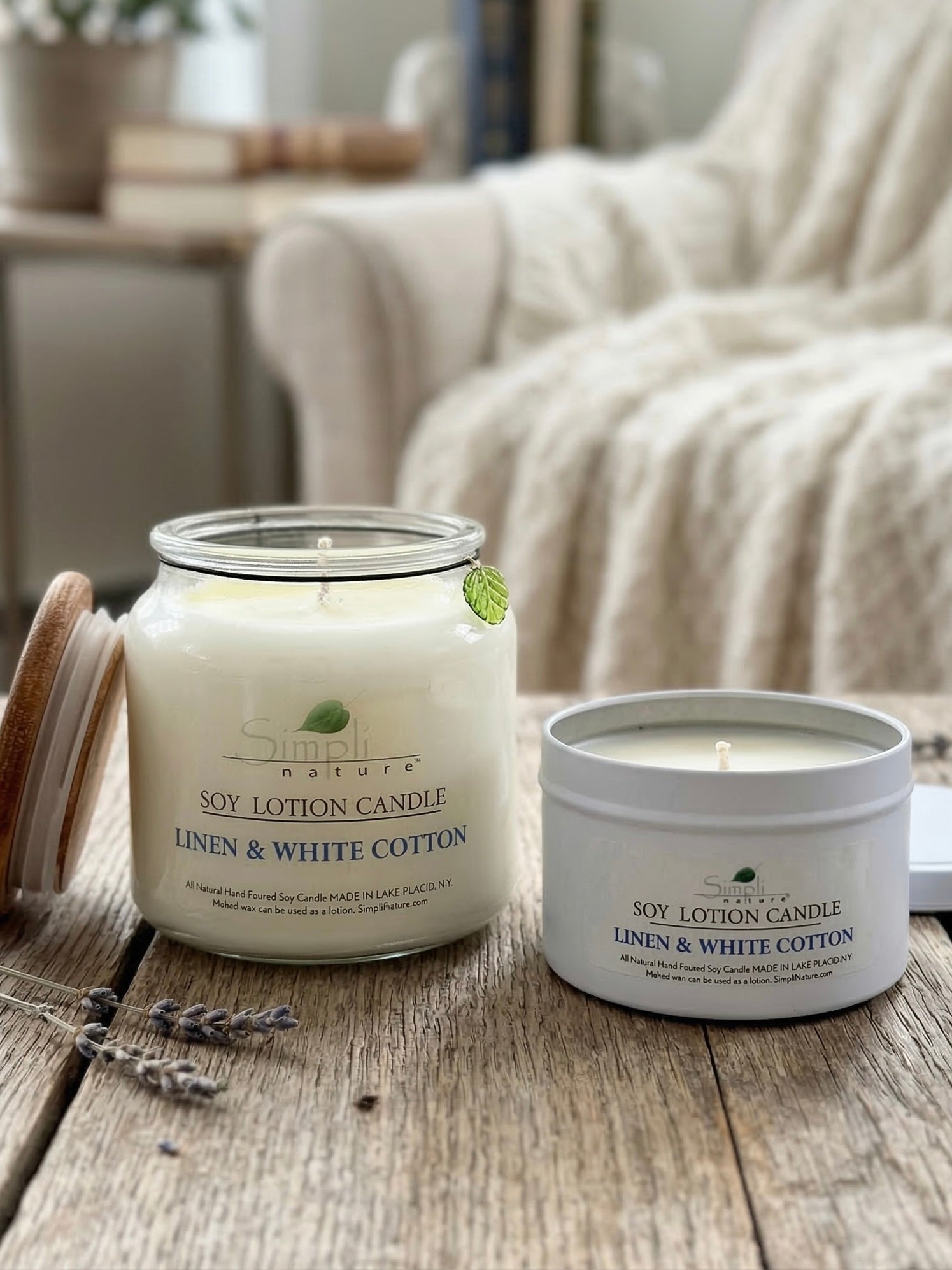 Linen & White Cotton Soy Lotion Candle
